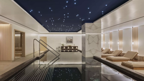 Interior of the spa at Viceroy Serbia with a pool and lounge area