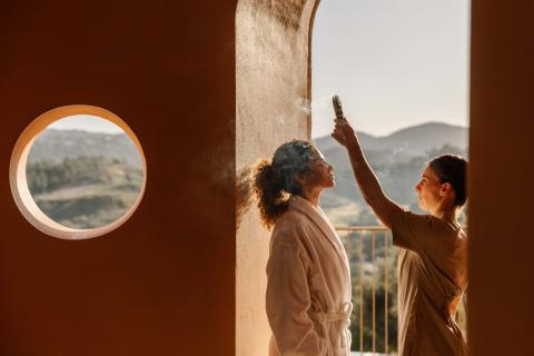 A woman receives a spa treatment