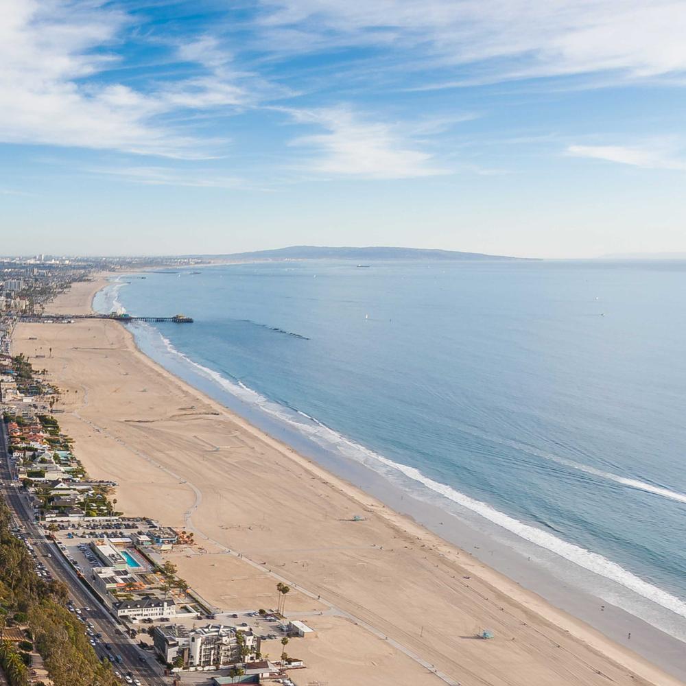 Aerial view of Santa Monica beach