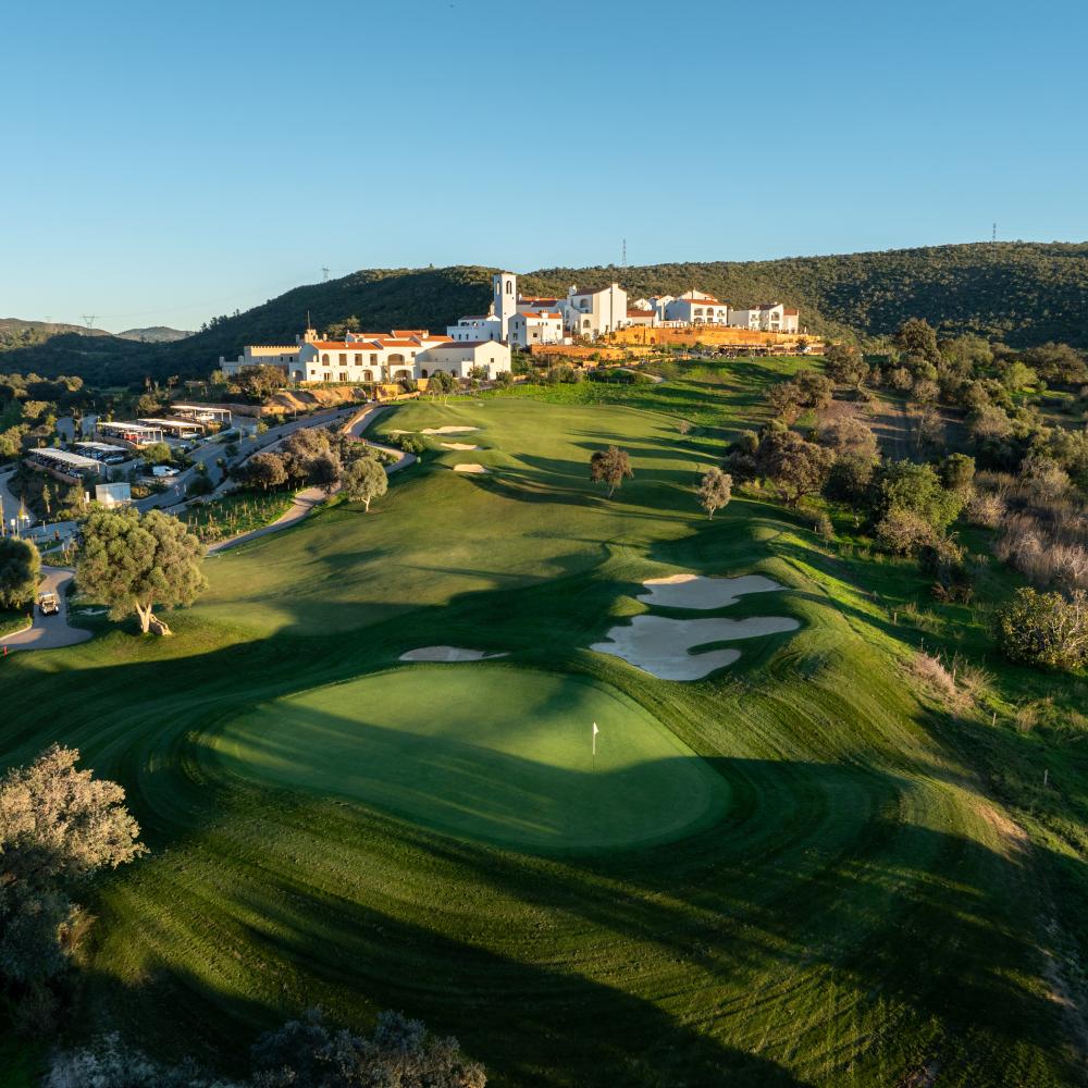aeriel view of golf course at ombria algarve