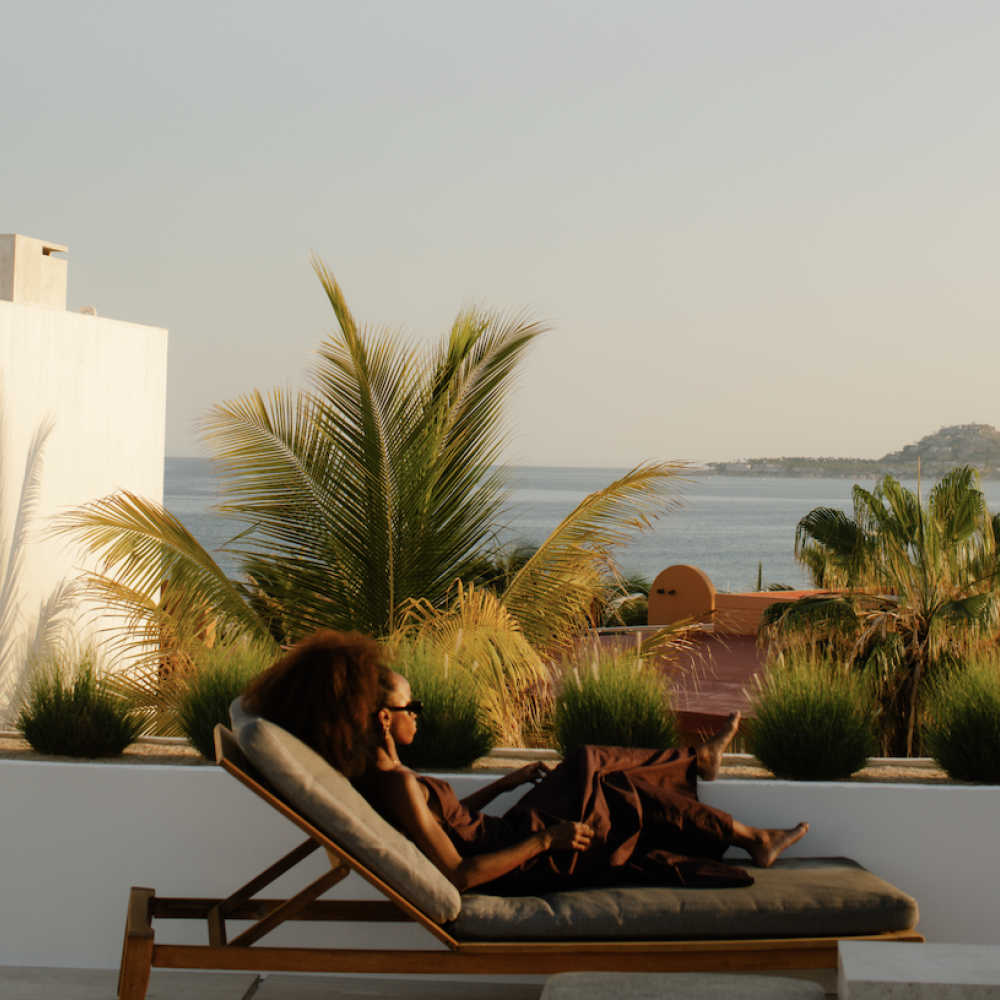 woman tanning