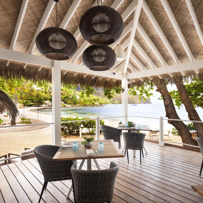 The covered dining room at Jalousie Grill