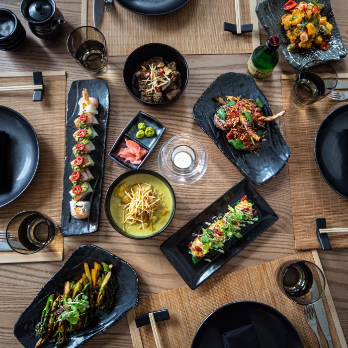 An overview of an assortment of dishes from The Cane Bar