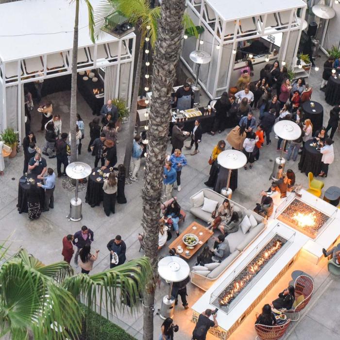 An overhead view of Palm Bar during an event