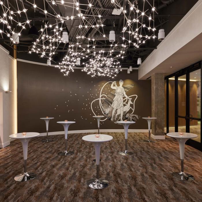 The Barton room at Hotel Zena, arranged for a reception