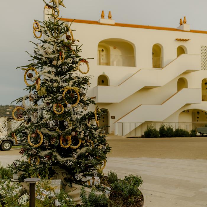 A Christmas Tree in the courtyard of Viceroy's Ombria Algarve resort.
