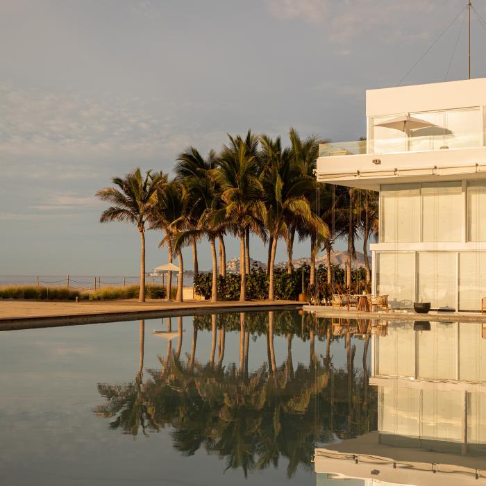 A casita next to a man-made lagoon in Los Cabos