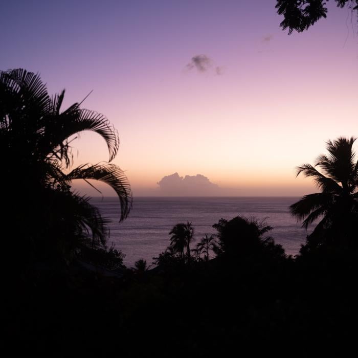 Sunset overlooking the ocean at Sugar Beach