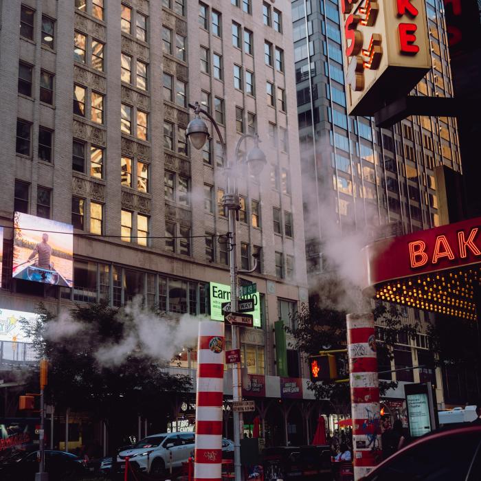A busy streetscape in New York City