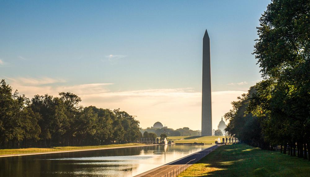 The Washington Monument at golden hour