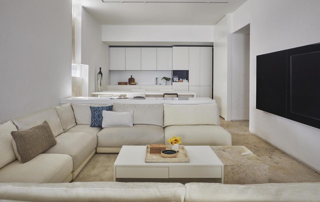 los cabos resort view junior suite sofa and mini kitchen