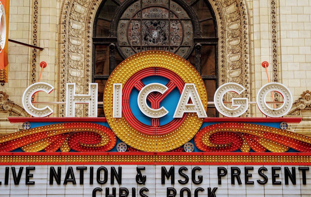 A Chicago theatre marquee