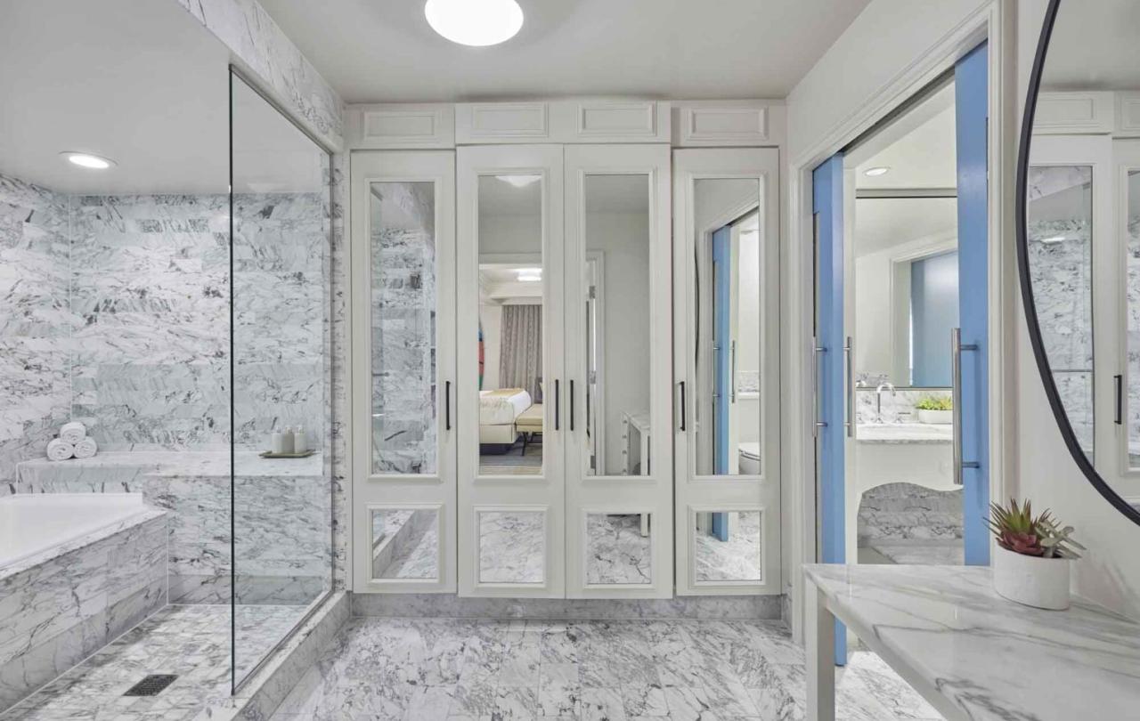 Bathroom interior with marble walls