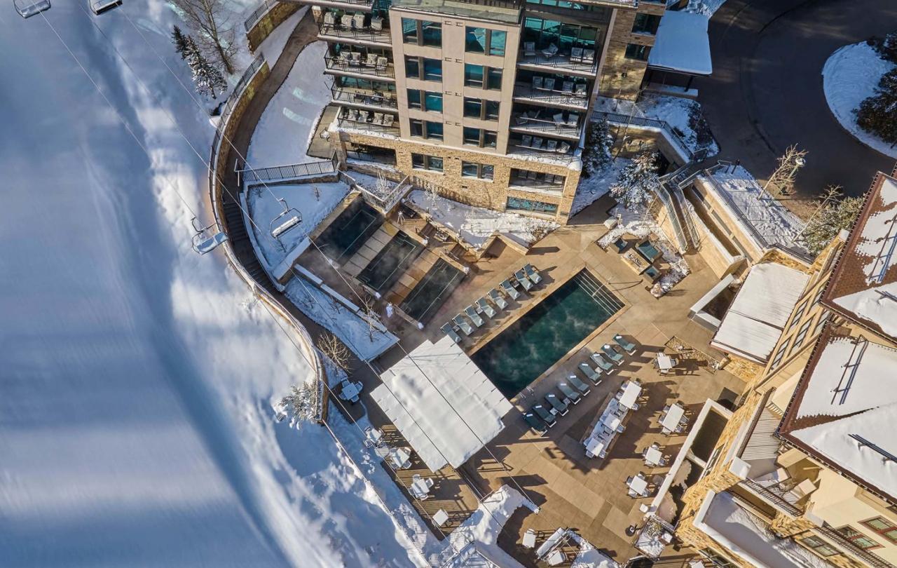 Aerial view of Viceroy Snowmass outdoor heated pool and lounge area