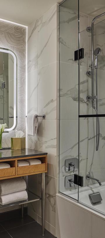 interior view of bathroom in Deluxe Lake View Queen room