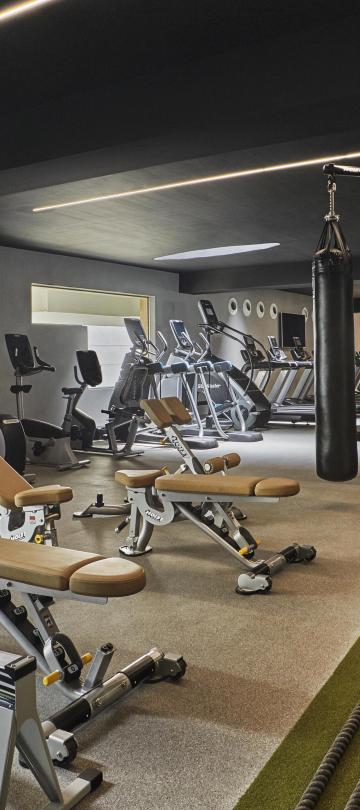 interior of gym with exercise equipment