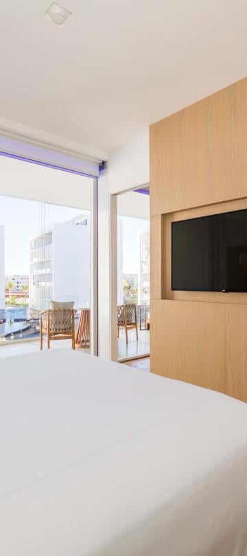 interior view of bedroom with TV 