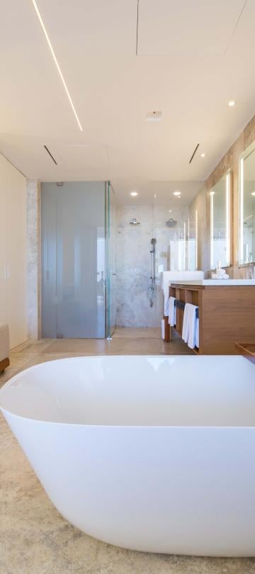 interior view of bathroom with soaker tub