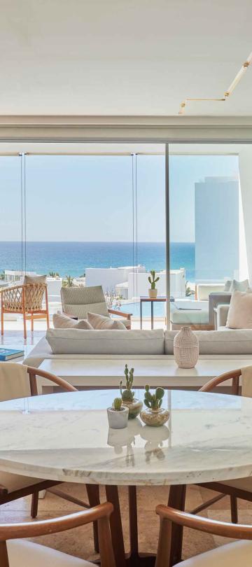 living and tv area in one bedroom suite
