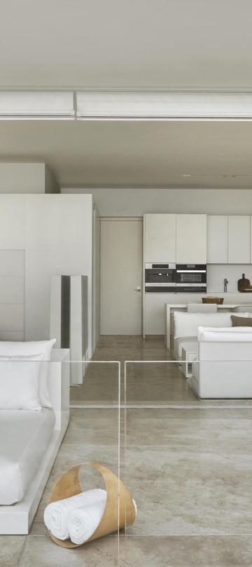 living and kitchen area in one bedroom suite
