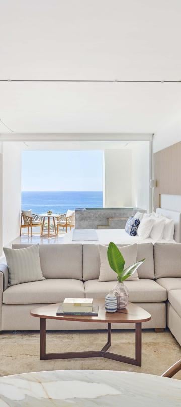 seating area in Ocean View Junior Suite at Viceroy Los Cabos 
