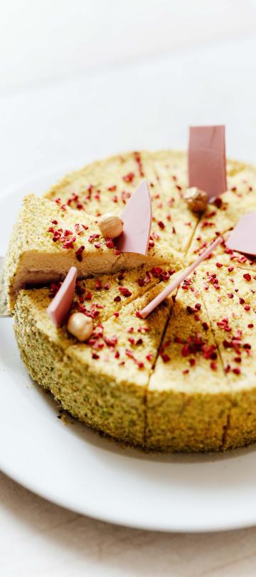 cheesecake style dessert cut into slices