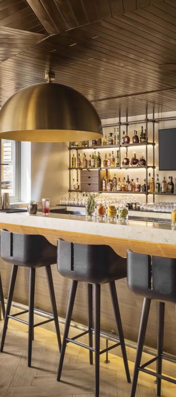 bar seating at Pique Ski Bar