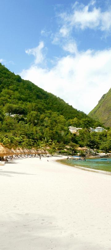 view of mountains from beach