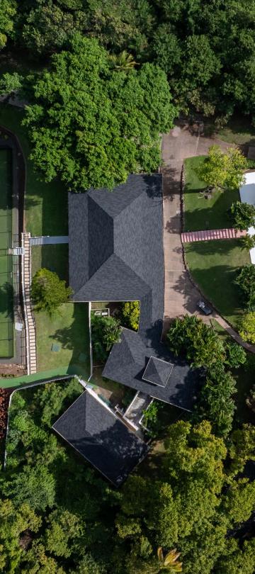 aerial view of racquet club courts and building