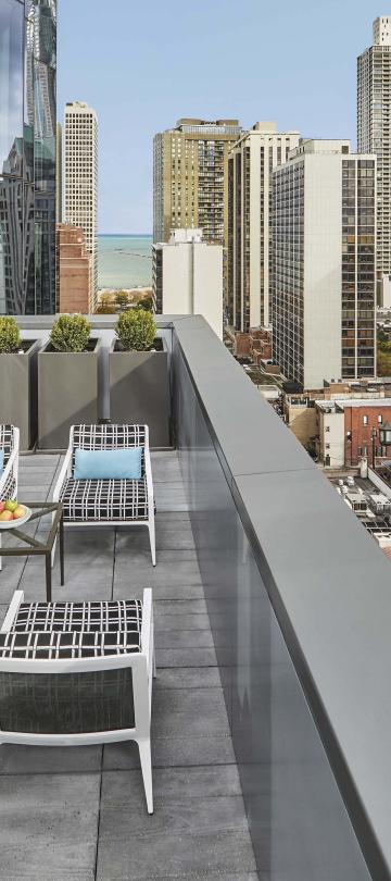 Balcony with lounge chairs