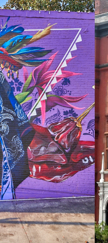 Mural of a woman on the side of a building