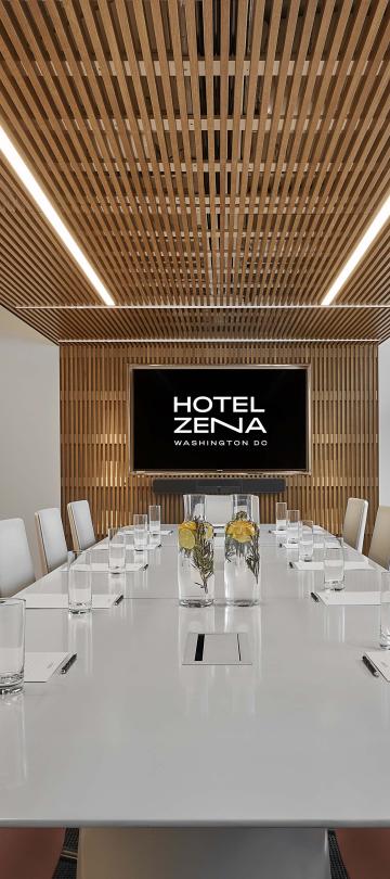 indoor meeting area with long table