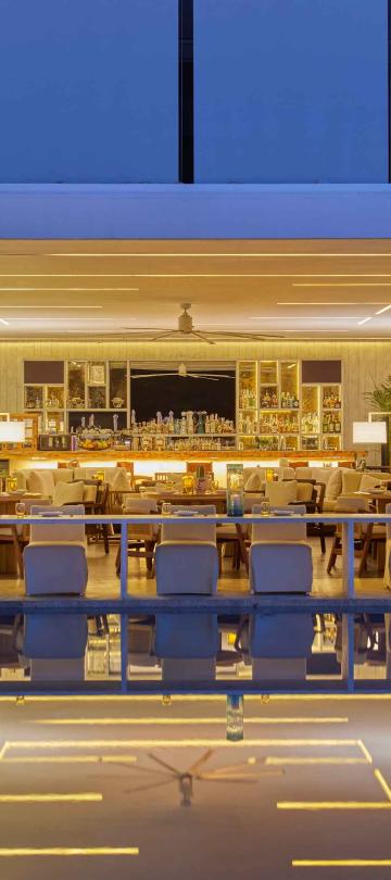Otro bar with colorful lighting