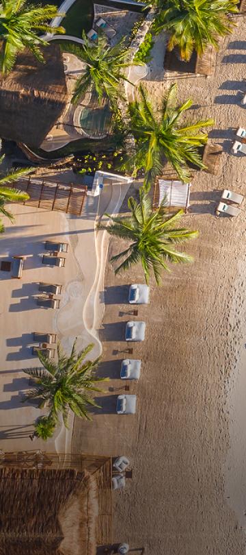 Aerial view of the beach at Viceroy Riviera Maya