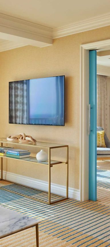 An accessible suite with a balcony view of Santa Monica beach