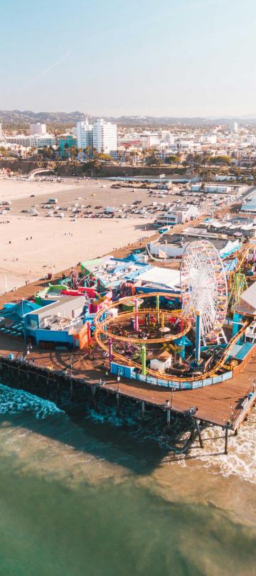 An aerial view of Santa Monica pier