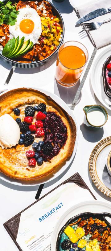 A spread of food offered by Viceroy Santa Monica