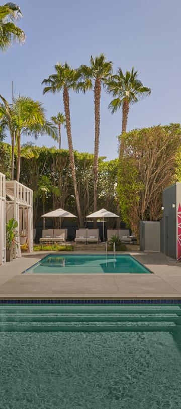 Viceroy Santa Monica pool and surrounding cabanas