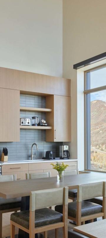 The kitchen space in a Cirque Two Bedroom Penthouse Loft at Viceroy Snowmass