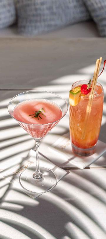 Two pink cocktails from Bonté