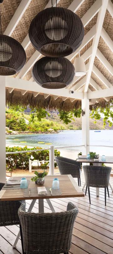 The covered dining room at Jalousie Grill