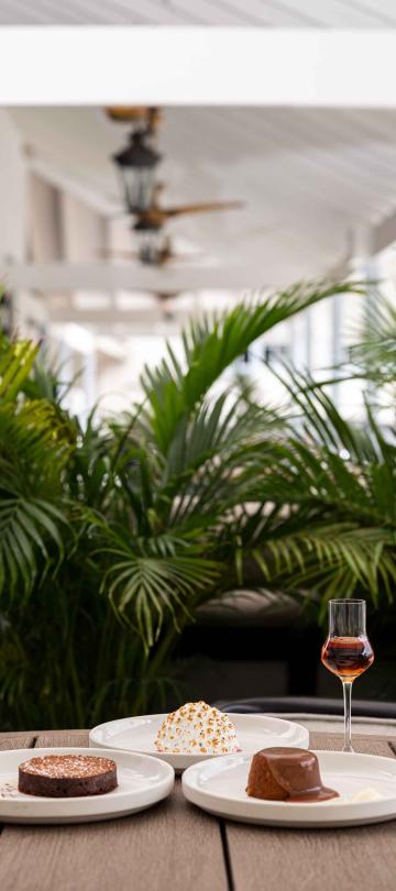 A table with desserts and aperitif at Saltwood Restaurant
