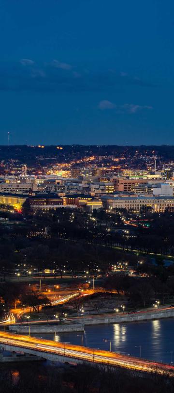 A view of Washington at night time from Viceroy Zena Washington DC
