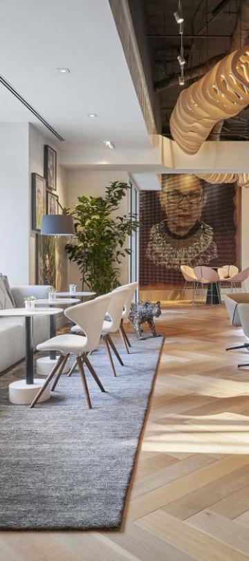 An interior view of comfortable seating at Hotel Zena