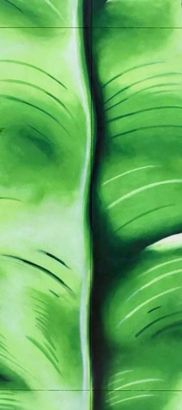 Detail of a leaf, as part of the larger mural "Deep Roots"
