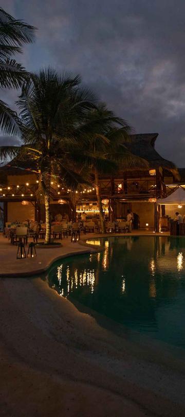 The beach at night at Riviera Maya
