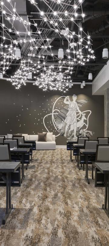 A sala Barton do Hotel Zena, preparada para uma conferência
