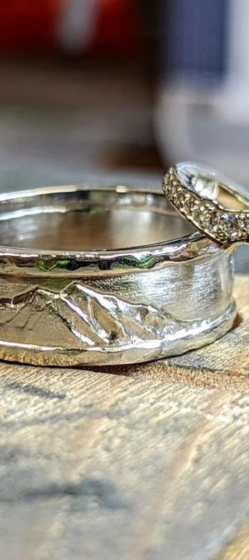 A close-up image of two rings