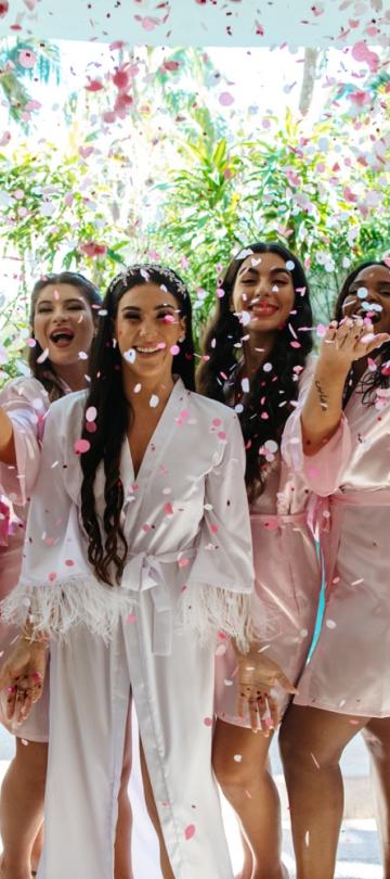 Bridesmaids celebrating the bride
