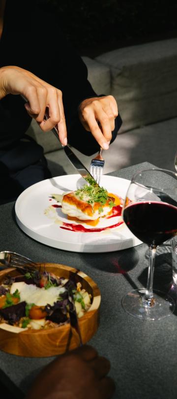 Dovetail dishes and wine glasses